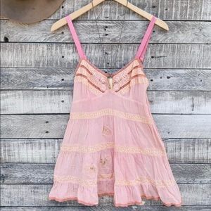 Free People Vintage Pink Lace Top  XS/S